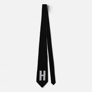 Simple Oversized Monogram Initial Black and Grey Tie