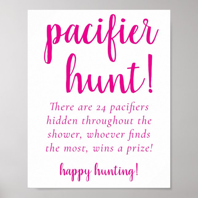 Simple Pacifier Hunt | Hot Pink Shower Game Poster (Front)