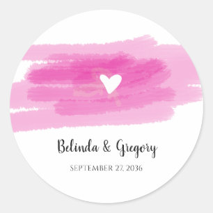 Simple Paint Strokes & Heart Wedding Classic Round Sticker
