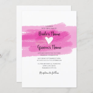 Simple Paint Strokes & Heart Wedding Invitations
