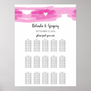 Simple Paint Strokes & Heart Wedding Seating Chart