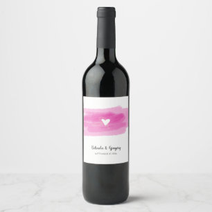 Simple Paint Strokes & Heart Wedding  Wine Label