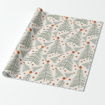 Simple Painted Christmas Trees  Wrapping Paper<br><div class="desc">A simple modern painted,  green Christmas trees pattern with red star son top. Red and green.</div>