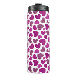 Simple painted hearts pattern - Magenta glitter Wr Thermal Tumbler