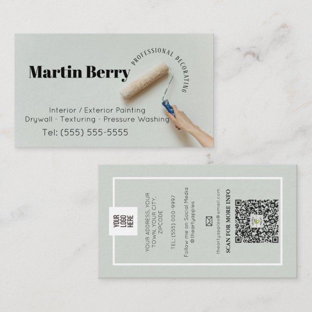 Simple Painter and decorator interior design small Business Card (Front/Back)