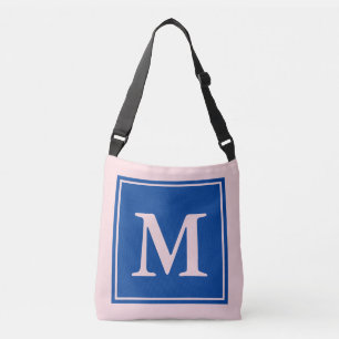 Simple Pale Pink and Blue with Monogram Crossbody Bag