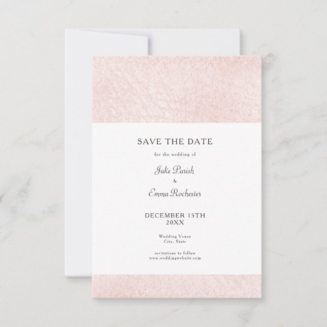 Simple Pale Pink With Elegant Script Save the Date (Front)