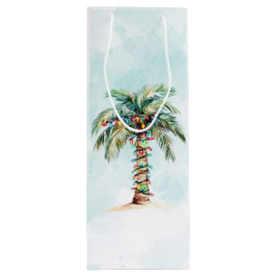 Simple Palm Tree Beach Holiday Christmas Wine Gift Bag