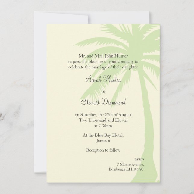 Simple Palm Tree Wedding Invitation (Front)