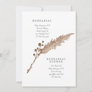 Simple Pampas Wedding Rehearsal Invitation