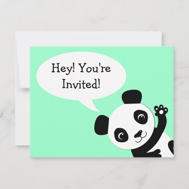 Simple Panda bear Birthday Invitation (Front)