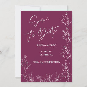 Simple Pansy Purple script wedding save the date