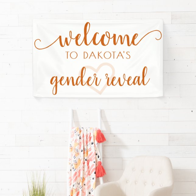 Simple Party Welcome | Fall Orange Heart Editable Banner (Insitu)