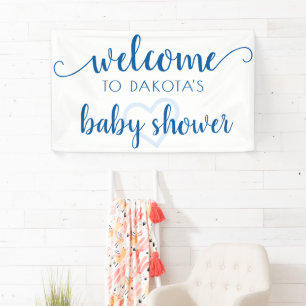Simple Party Welcome   French Blue Heart Editable Banner