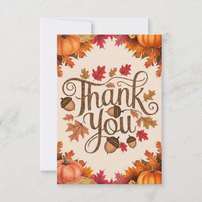Simple Pastel Autumn Fall Thank You Card (Front)