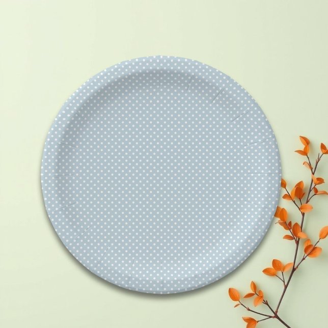 Simple Pastel Blue Polka Dot Paper Plate (Creator Uploaded)