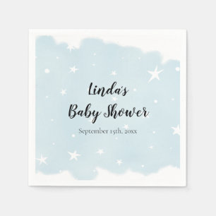 Simple Pastel Blue Watercolor Star Pattern Party Napkin