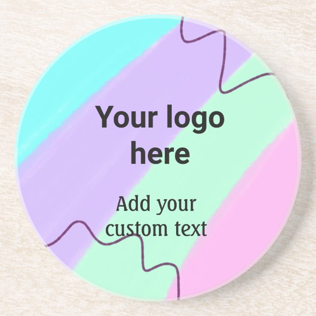 Simple pastel colour add your logo custom text  th coaster (Front)