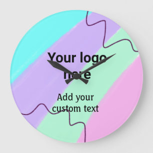 Simple pastel colour add your logo custom text th large clock
