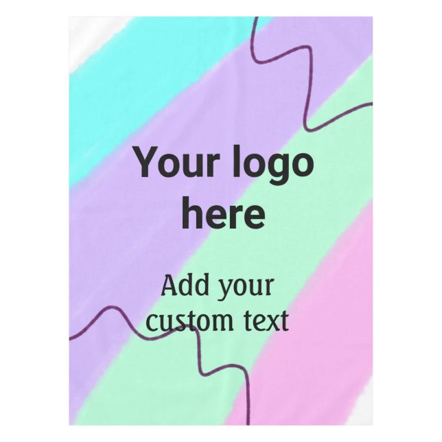Simple pastel colour add your logo custom text  th tablecloth (Front)