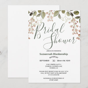 Simple Pastel Floral Top Border Bridal Shower Invitation