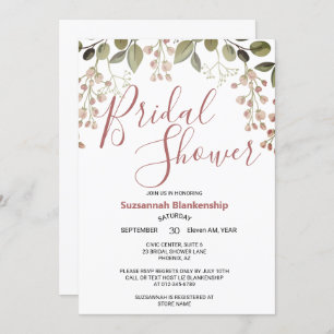 Simple Pastel Floral Top Border Bridal Shower  Invitation