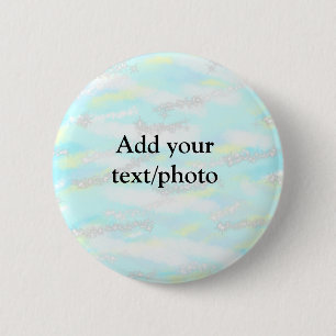 Simple pastel glitter colourful add your text phot 6 cm round badge