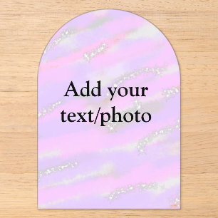 Simple pastel glitter colourful add your text phot acrylic invitations
