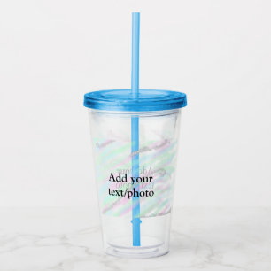 Simple pastel glitter colourful add your text phot acrylic tumbler