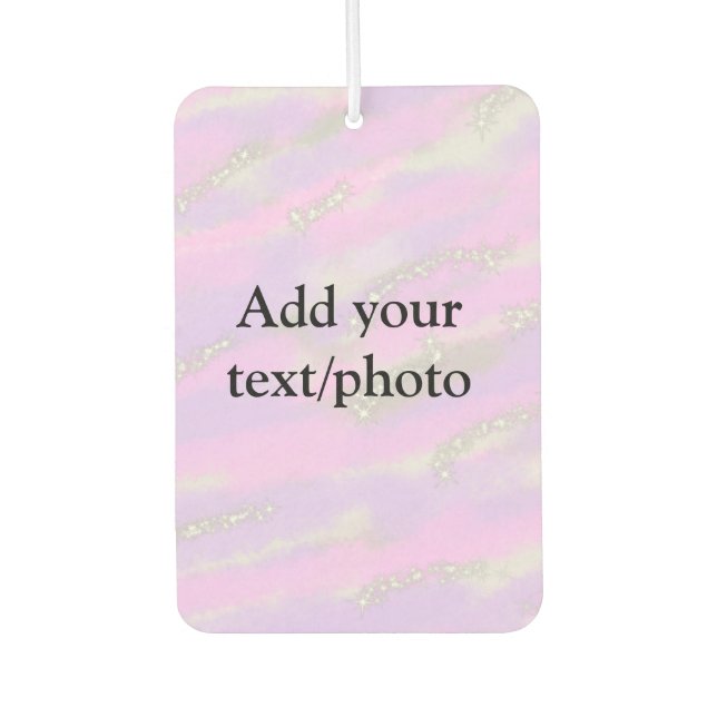 Simple pastel glitter colourful add your text phot car air freshener (Front)