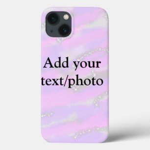 Simple pastel glitter colourful add your text phot iPhone 13 case
