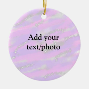 Simple pastel glitter colourful add your text phot ceramic tree decoration