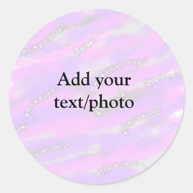 Simple pastel glitter colourful add your text phot classic round sticker (Front)