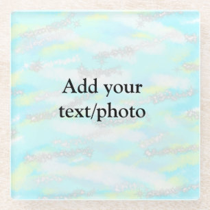 Simple pastel glitter colourful add your text phot glass coaster