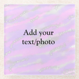Simple pastel glitter colourful add your text phot glass coaster