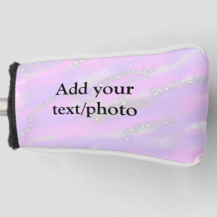 Simple pastel glitter colourful add your text phot golf head cover