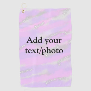 Simple pastel glitter colourful add your text phot golf towel