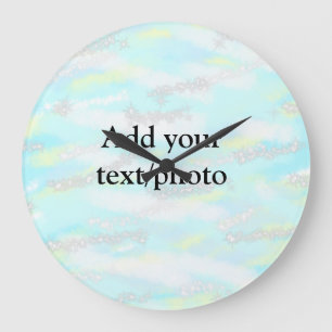 Simple pastel glitter colourful add your text phot large clock