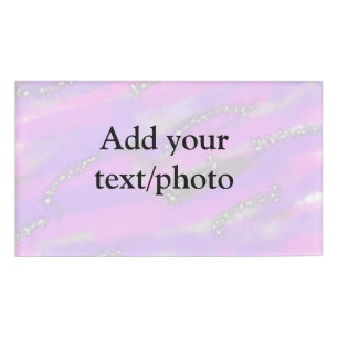 Simple pastel glitter colourful add your text phot name tag