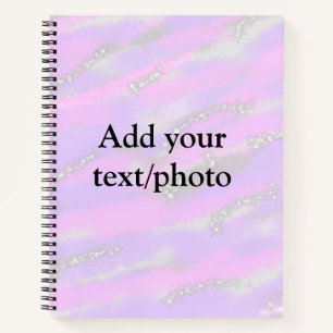 Simple pastel glitter colourful add your text phot notebook