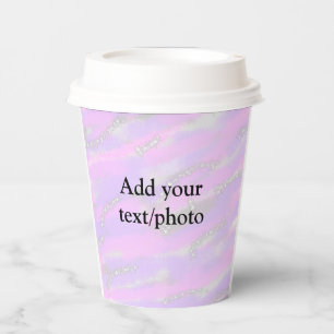 Simple pastel glitter colourful add your text phot paper cups