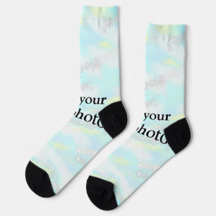 Simple pastel glitter colourful add your text phot socks