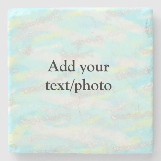 Simple pastel glitter colourful add your text phot stone coaster (Front)