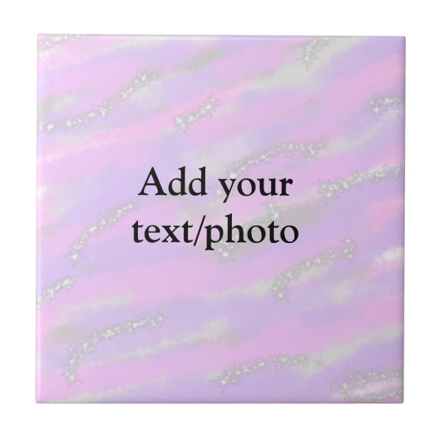 Simple pastel glitter colourful add your text phot tile (Front)