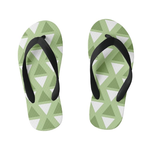 Simple pastel green geometric pattern kid's jandals (Footbed)