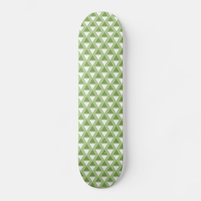 Simple pastel green geometric pattern skateboard (Front)