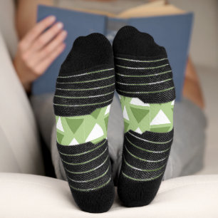 Simple pastel green geometric pattern socks