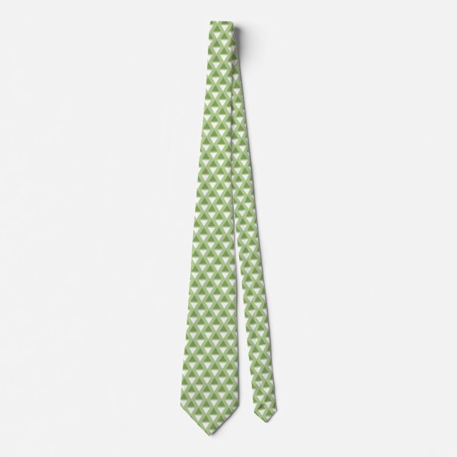 Simple pastel green geometric pattern tie (Front)