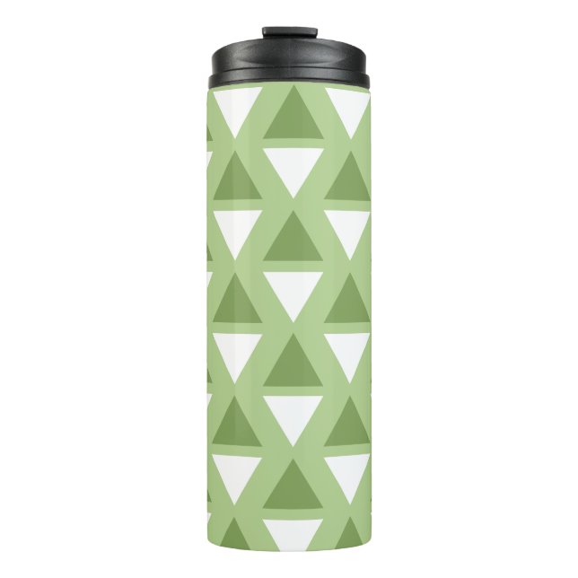 Simple pastel green geometrical pattern thermal tumbler (Front)