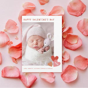 Simple Pastel Hearts Valentines Day Photo Holiday Card